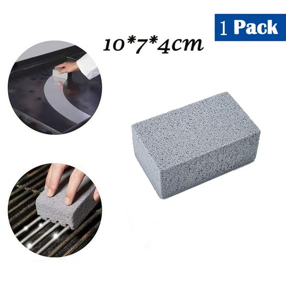 TOPRenddon Grill Cleaning Brick - Non-Scratch BBQ Scraper for Griddles/Cast Iron, Eco-Friendly Pumice Stone Cleaner with Ergonomic Grip (Grey, 10x7x4cm)