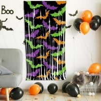 TOPRenddon Halloween Printing Pumpkin Ghost Rain Silk Curtain Ghost House Theme Party Decoration Background Decoration