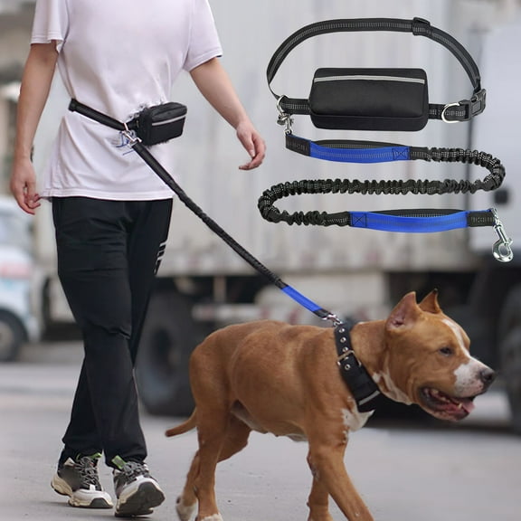 TOPRenddon Hands Free Dog Leash for Large Dogs - Shock Absorbing Waist Running Leash with Zipper Pouch & Adjustable Belt (51-76")