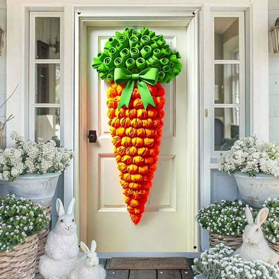 TOPRenddon Happy Easter Door Cover, Large Fabric Easter Bunny Door Cover Egg Easter Door Banner Party Accessory Hanging Banner Sign Decoration for Happy Easter Party Favors, 70.9 x 35.4 Inch