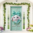thumbnail image 1 of TOPRenddon Happy Easter Door Cover, Large Fabric Easter Bunny Door Cover Egg Easter Door Banner Party Accessory Hanging Banner Sign Decoration for Happy Easter Party Favors, 70.8 x 35.4 Inch, 1 of 6