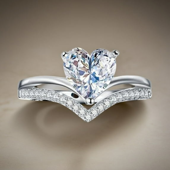 TOPRenddon Heart Shaped Zirconia Engagement Ring – Gold-Tone Simulated Diamond Proposal Jewelry, Hypoallergenic Comfort Fit for Women (2x2cm)