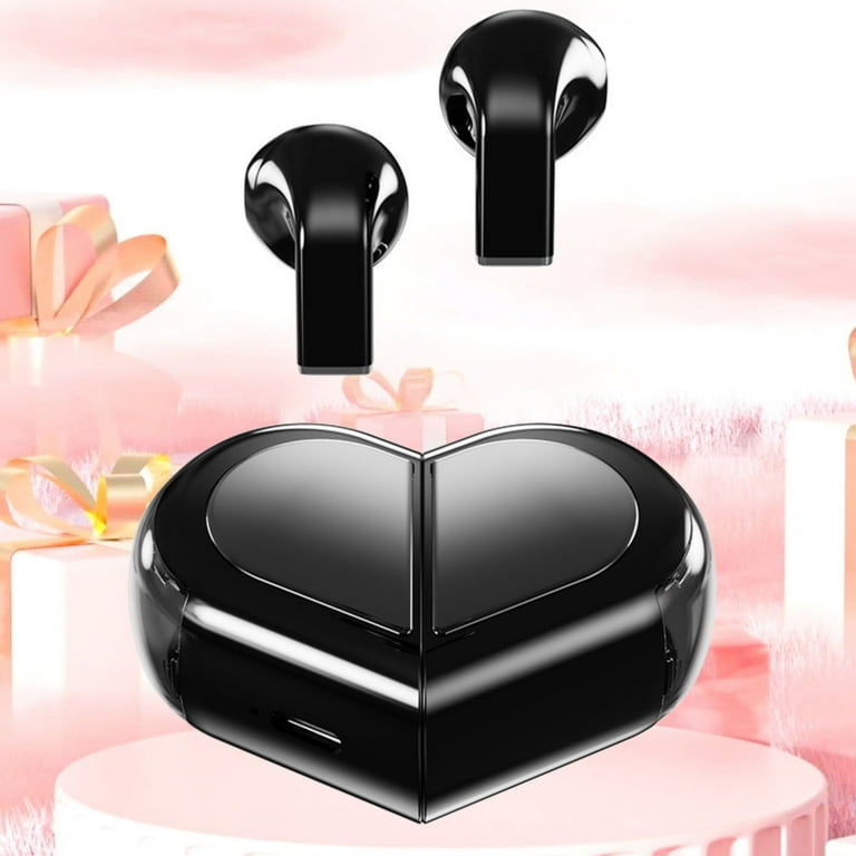 TOPRenddon Heart Wireless Earbuds for Girls Kids, Cute Mini Tiny