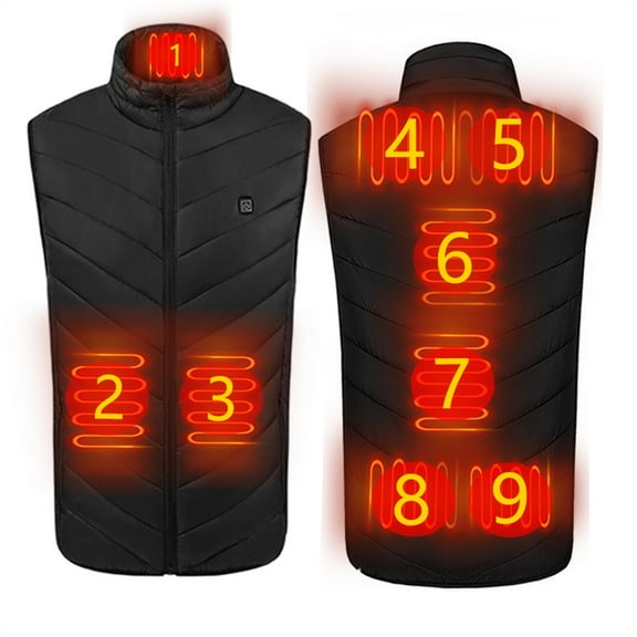 TOPRenddon Heated Vest for Men Women, Electric Heated Jacket with 3 Heating Levels, 9 Heating Zones(Battery Pack Not Included)