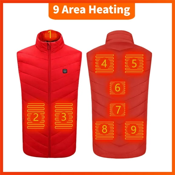 TOPRenddon Heated Vest for Men Women, Electric Heated Jacket with 3 Heating Levels, 9 Heating Zones(Battery Pack Not Included)
