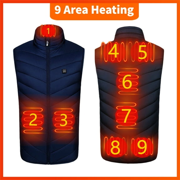 TOPRenddon Heated Vest for Men Women, Electric Heated Jacket with 3 Heating Levels, 9 Heating Zones(Battery Pack Not Included)