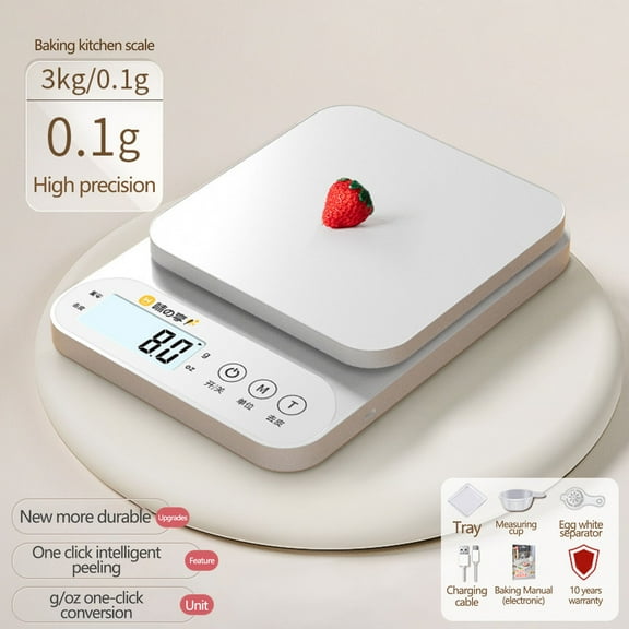 TOPRenddon High-Precision Electronic Kitchen Scale - 10kg Capacity, 0.1g Accuracy, Tare Function, Clear Display, for Baking & Food Measurement