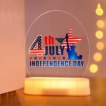TOPRenddon Independence Day LED Night Light – 6.5 Inch Patriotic Acrylic Desk Lamp with USA Flag Design, Battery-Operated Warm White Decor for 4th of July, BBQs, Fireworks Parties & Home Celebrations
