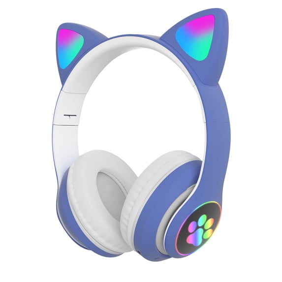 TOPRenddon Kids Wireless Headphones Bluetooth 5.0 | LED Light On-Ear Headset w/Mic | 10H Playtime Foldable | Gift for Boys Girls | Works with iPhone Android Tablet
