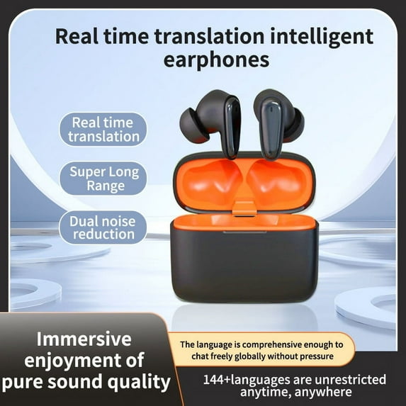 TOPRenddon Language Translation Earbuds - Translation Earbuds Real Time, 144+ Languages Online Translation, Two-Way Translator Device with Simultaneous Translation Bluetooth 5.3