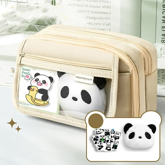 TOPRenddon Large Capacity Pencil Case - 9 Compartment Pouch with Stickers (Holds 80 Pens) - Cute Canvas Pencil Box