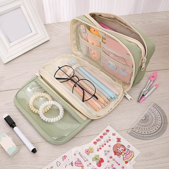 TOPRenddon Large Capacity Pencil Pen Case with 9 Compartments Multi-Slot Durable Pencil Bag Pouch Box Organizer Cases Easy Grip Handle Aesthetic Supply