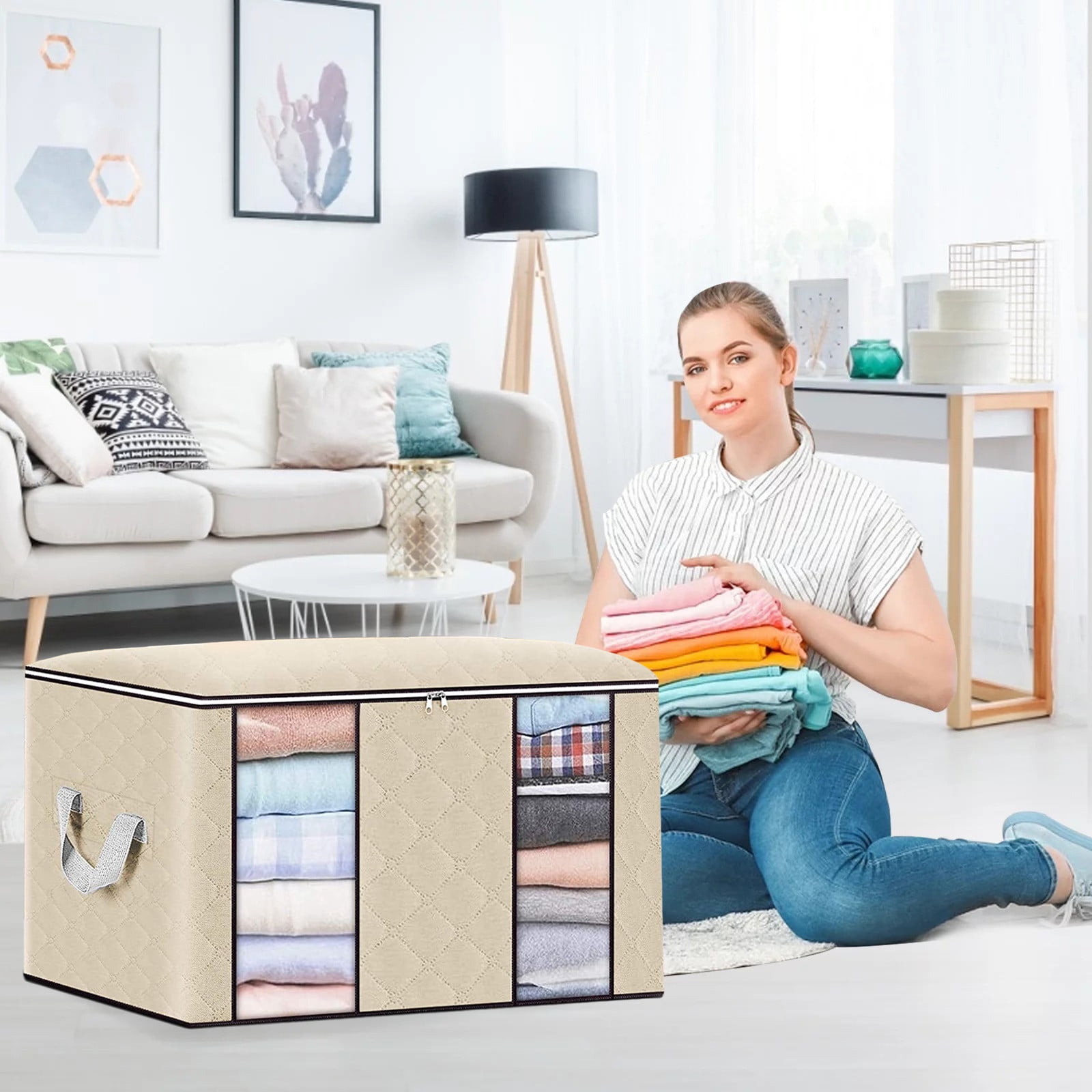 TOPRenddon Large Clothing Storage Bags 90L Clothes Storage Bag,Foldable