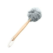 TOPRenddon Loofah Back Scrubber for Shower, Wooden Long Handle Bath Sponge Lufa Shower Brush, Soft Nylon Mesh Back Cleaner Washer, Women & Men Exfoliating Luffa Pouf on a Stick for Body (Gray)