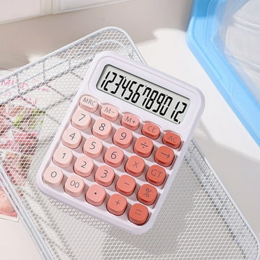 TOPRenddon Mechanical Switch Calculator with Big Buttons, Calculators Desktop, 12 Digits, Large LCD Display, Desk Calculator, Cute Pink Calculator for School Office