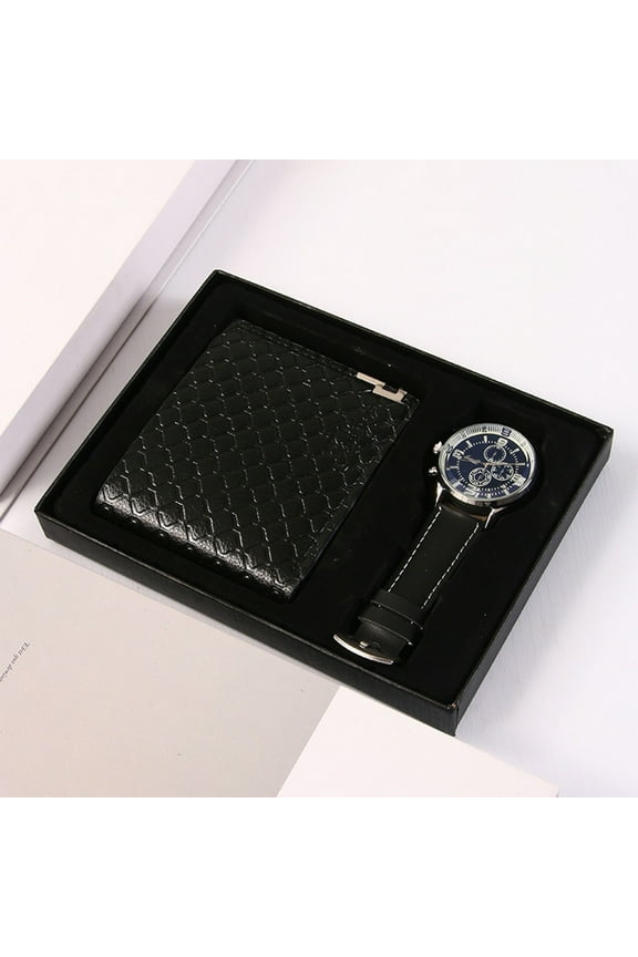 Men’s Wallet and Watch Gift Set – Father’s Day, Valentine’s, or Business Gift in Elegant PU Leather with Gift Box