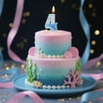 thumbnail image 1 of TOPRenddon Mermaid Tail Birthday Candles - Blue Number Cake Topper Candles for Girls Birthday Party Decorations (Set of 1) Underwater Theme Celebration Supplies, 1 of 6