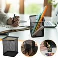 thumbnail image 1 of TOPRenddon Mesh Pen Holder Square Shape Pencil Container (Pack of 1) Multipurpose Metal Hollow Out Desktop Storage Organizer for Student Stationery Office Supplies(Black), 1 of 9