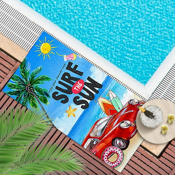 TOPRenddon Microfiber Thin Lightweight Beach Towel Sand Free Quick Dry Absorbent Compact Towels for Swimming Pool Camping Beach Accessories Large Easy Pack Travel Things for Vacation Essentials