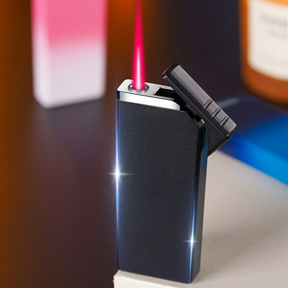 TOPRenddon Mini Lighter Windproof Torch Lighters Jet Red Flame Butane Lighter Pocket Creative Lighter Ice Surface Design Gifts for Birthday Valentine's Day Festival Lover