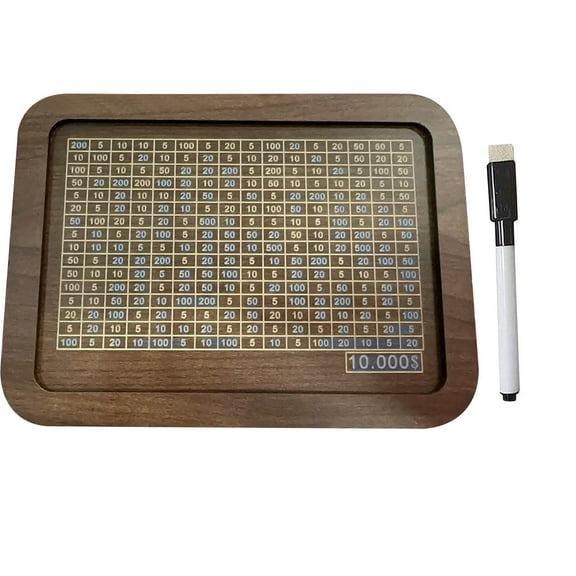 TOPRenddon Money Saving Box,Wooden Money Box,Savings Box,with Money Target and Numbers with Counter Crafts Portable Storage Case Money Saving Box for Adults Child (10000 Dollar)