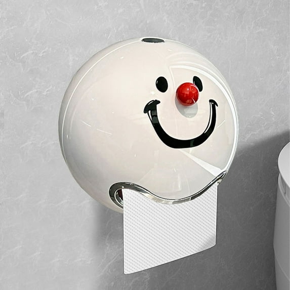 TOPRenddon No-Drill Wall-Mounted Toilet Paper Holder – Adhesive Bathroom Tissue Box with Retro Design, White