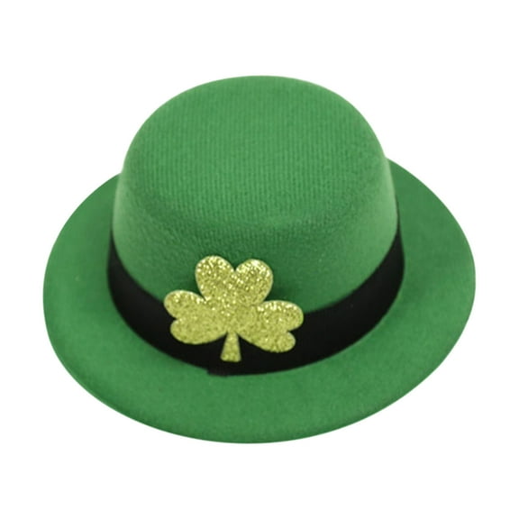 TOPRenddon Novelties St Patrick's Day Leprechaun Hat with Shamrocks Decoration - Deluxe Green Top Hat Irish Holiday Costume Accessory