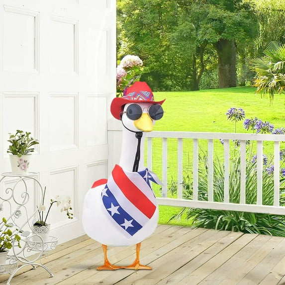 TOPRenddon Patriotic Goose Yard Decor - 5-Piece 4th of July Outdoor Decoration Set with American Flag - Waterproof Memorial Day & Christmas Decor