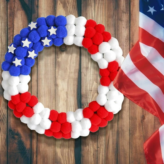 TOPRenddon Patriotic Independence Day Wreath – American Flag Front Door Decor for 4th of July, Outdoor/Indoor Rustic Plywood Wreath