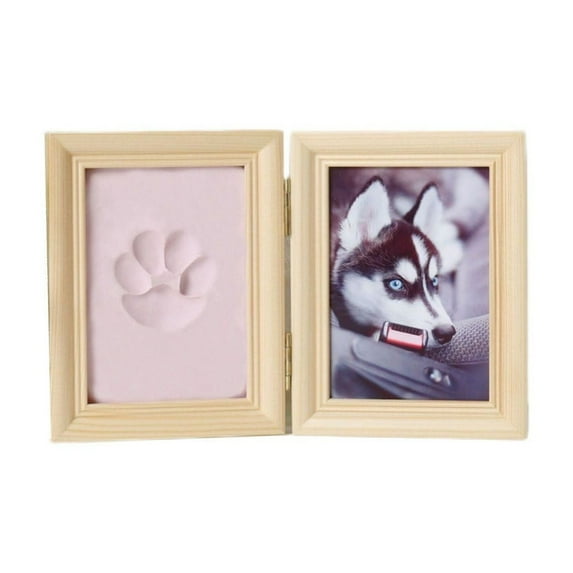 TOPRenddon Personalized Wood Pet Memorial Frame with Paw Print Kit - Customizable Dog Cat Photo Display for Sympathy Gifts, Non-Toxic Imprint Clay Included, Rustic Home Decor 9x6 inch