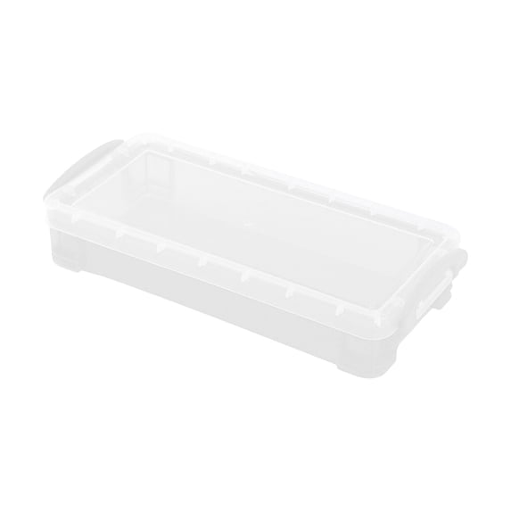 TOPRenddon Plastic Hobby Art Craft Supply Organizer Storage Containers with Latching Lid,for Pens & Pencils, Ribbons, Wahi Tape, Beads, Sticker, Yarn, Ornaments, Stackable, Clear, Medium
