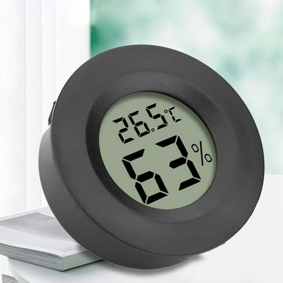 TOPRenddon Reptile Tank Thermometer Hygrometer - 1.77" Round Embedded Digital Temperature Humidity Monitor for Acrylic Enclosures with Celsius/Fahrenheit Switch