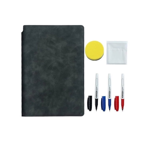 TOPRenddon Reusable Leather Notebook Set – Eco-Friendly Erasable Journal with Pens for Office Meetings, Travel Planning & Brainstorming Sessions