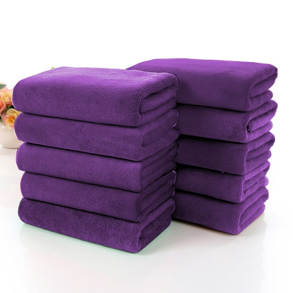 TOPRenddon Salon Towels 10 Pack, Microfiber Barber Towel Bulk, (11.8x27.5 inches) Fast Drying Hair Towels Super Soft Black Hand Towels for Gym, Salon, Bath, Spa Use and Home Hair Care