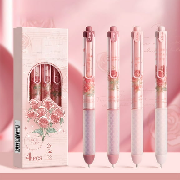 TOPRenddon Scented Gel Pens Set of 4, Pink Rose Cream Fragrant Ink Pens, Fine Point 0.5mm ST Nib Retractable Pens, Aromatherapy Writing Pens for Journaling Office Supplies