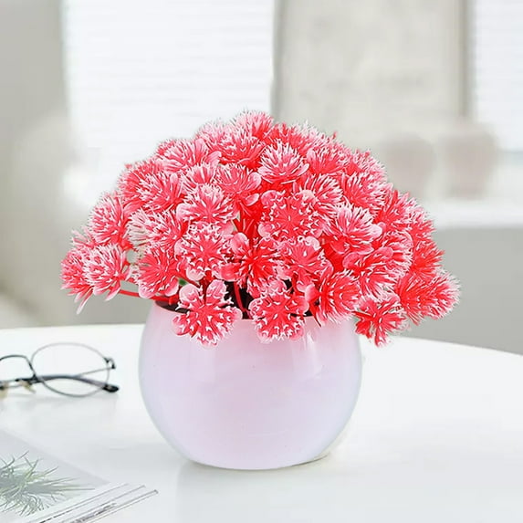 TOPRenddon Silk Plants for Home Decor Indoor, Artificial Pot Flowers Small Fake Plants with Pot Mini Potted Plants for House Office Tabletop Decoration