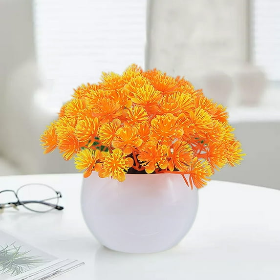 TOPRenddon Silk Plants for Home Decor Indoor, Artificial Pot Flowers Small Fake Plants with Pot Mini Potted Plants for House Office Tabletop Decoration