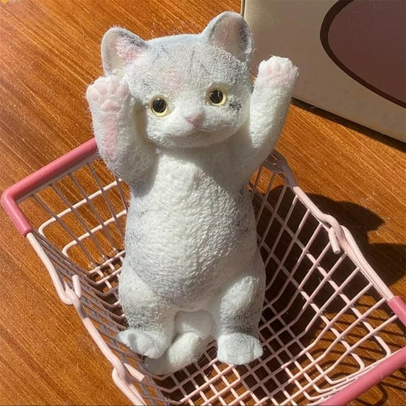 TOPRenddon Squishy Cat Squeeze Toys, Kawaii Squishies PVC Sensory Toys, Stress Relieving Fur Sensory Toys, Fidget Toys Squishy Novelty Things, Kawaii Squishy Sensory Toys