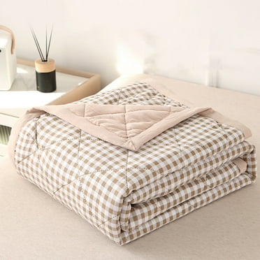 TOPRenddon Summer Blanket Overstock Queens Blanket for Bed Skin-Friendly Plain Printed Washed Cotton Bed Blanket Cool Comforters for Hot Sleepers Summer Modern Style Quilt Ventilation Quilt