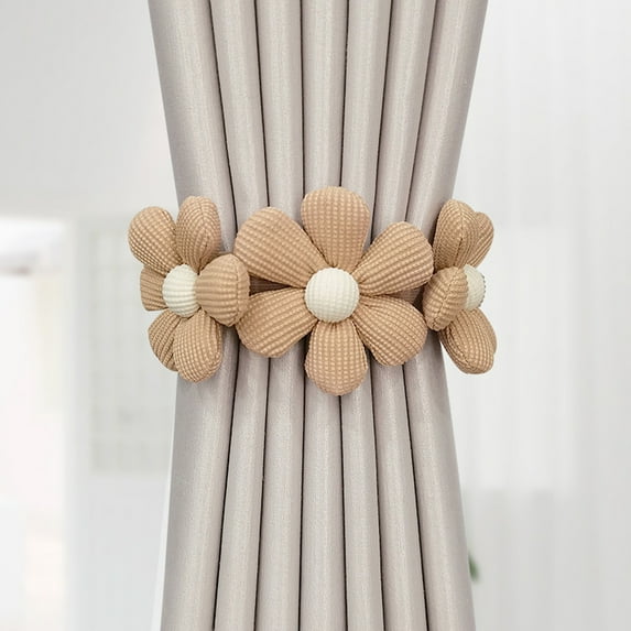 TOPRenddon Sunflower Curtain Tiebacks 2-Pack - Boho No-Drill Floral Window Holdbacks for Bedroom/Living Room Décor