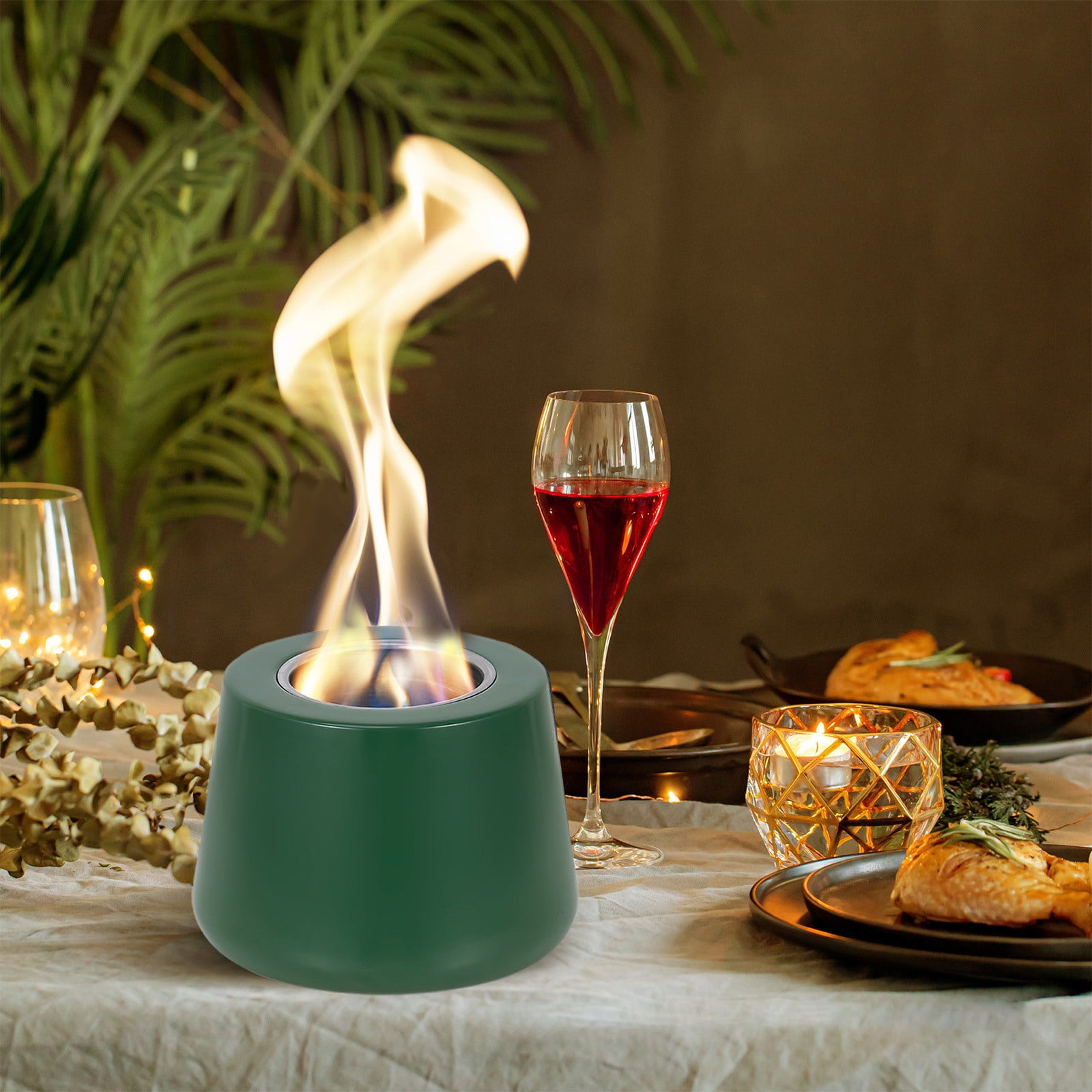 TOPReddon Tabletop Fire Pit, Portable Indoor Outdoor Marble Alcohol