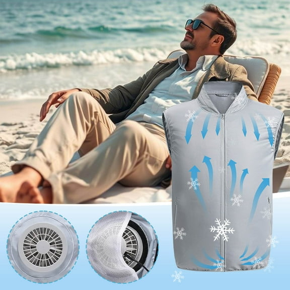 TOPRenddon USB Fan Cooling Jacket - Men's/Women's Outdoor Cooling Vest with Dual Fans - UPF 50 Sun Protection - Fishing/Camping/Hiking Gear - Works with Power Bank