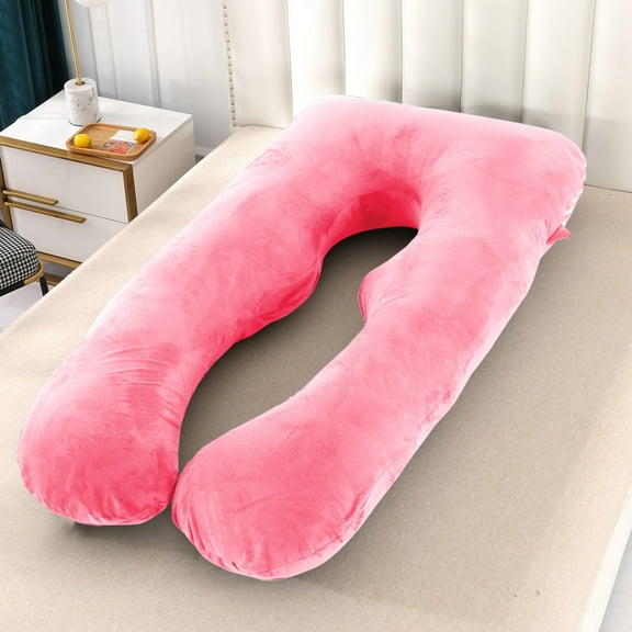 TOPRenddon Washable Removable U-Shaped Maternity Pillow Cover – Hypoallergenic Pregnancy Pillow Case for Side Sleepers & Nursing (150cm x 80cm, Crystal Velvet)