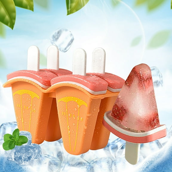 TOPRenddon Watermelon Popsicle Molds 4-Pack - BPA Free Silicone Ice Pop Makers with Handles, Easy Release DIY Frozen Treat Kit for Kids & Adults