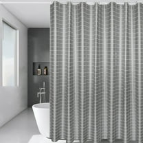 TOPRenddon Waterproof Shower Curtain - 71" Gray Checkered Polyester Fabric with Hooks for Bathroom/Wet Room (180x180cm) - Mold Resistant & Hotel Luxury