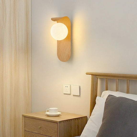 TOPRenddon Wooden Wall Sconce Light - Modern Bedroom Lamp for Hallway & Corridor | Warm LED Reading Light with Easy Installation | Rustic Home Decor Lighting