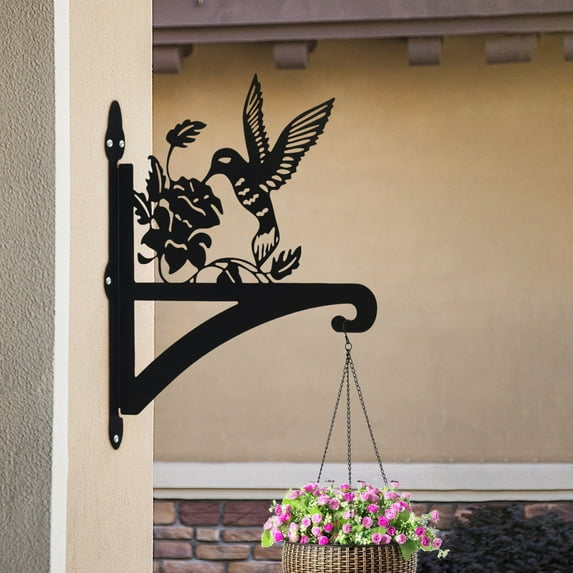 TOPRenddon Wrought Iron Hanging Basket Hook - Outdoor Plant Hanger Bracket for Balcony & Courtyard | Gothic Style Heavy Duty Birdcage Chandelier Holder