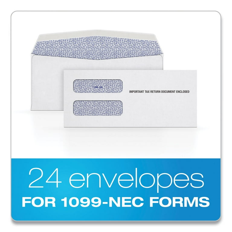 1099 Double Window Envelope, Commercial Flap, Gummed Closure, 3.75 x 8.75, White, 24/Pack 1099 Double Window Envelope, Commercial Flap, Gummed Closure, 3.75 x 8.75, White, 24/Pack