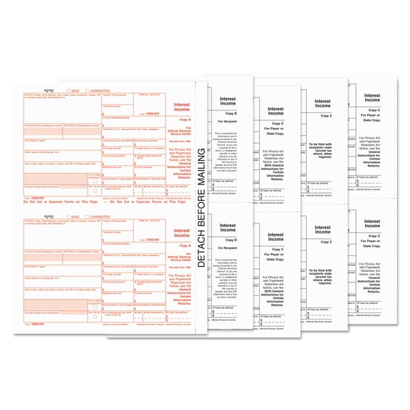 TOPS 1099-INT Tax Forms, 5-Part, 5 1/2 x 8, Inkjet/Laser, 24/Pack