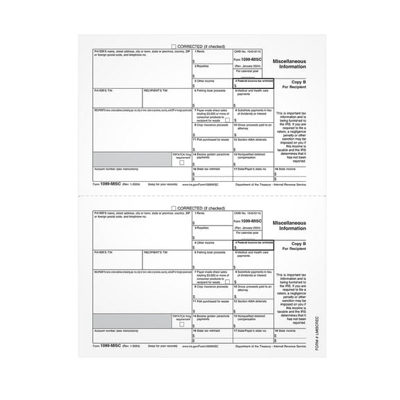 TOPS 1099MISC Tax Form 1 Part Recipient - Copy LMISCREC-S